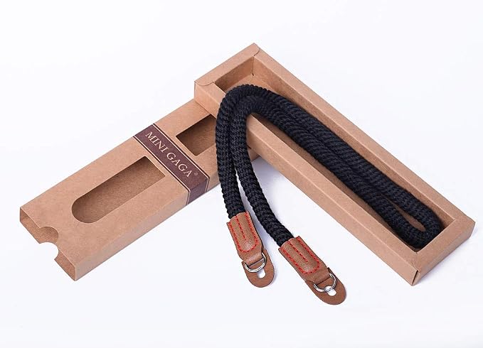 Vintage Handmade Cotton Leather Rope Camera Neck Strap by Unknown