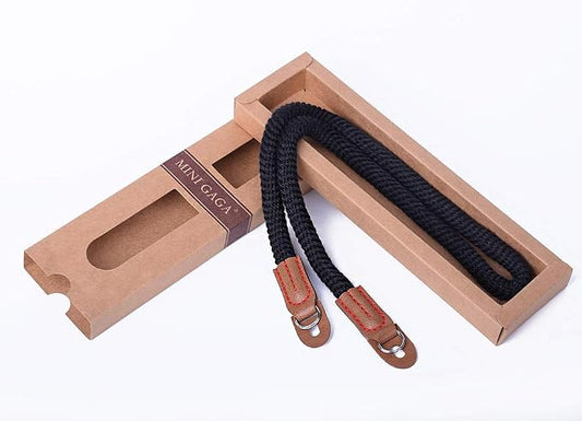 Vintage Handmade Cotton Leather Rope Camera Neck Strap by Unknown