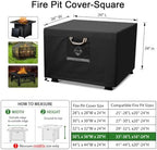 QH.HOME Fire Pit Cover Square 36", 600D Heavy Duty Fabric 100% Waterproof - Image 2