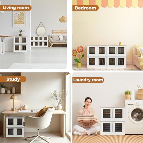 Storage Cabinet with Lids, Foldable Box, 8.4 Gallon, With Double Door and Buckle - Image 5