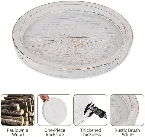 Hanobe Decorative Round Candle Holder Plate, Wood Coffee Table Tray - Image 4