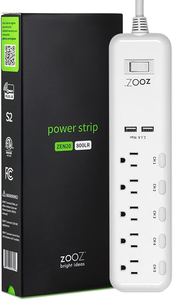 Zooz Z-Wave Long Range Power Strip ZEN20 800LR by ZOOZ