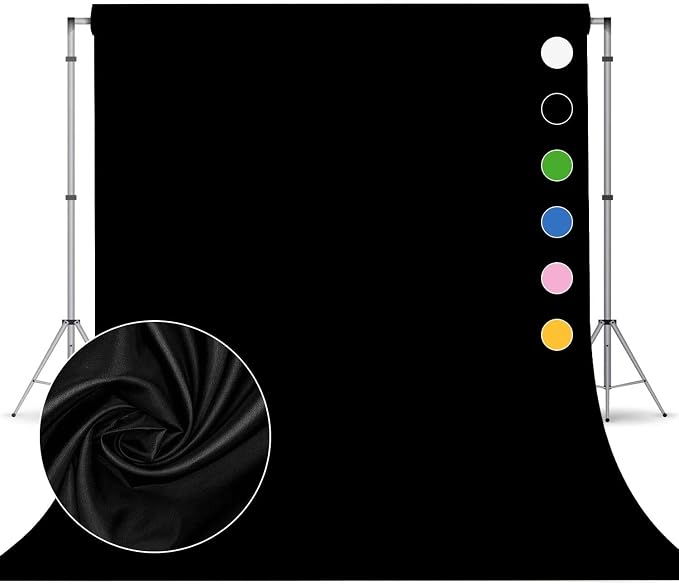 Black Photo Backdrop for Photoshoot, Fabric Background for Product Photography by TERSUM