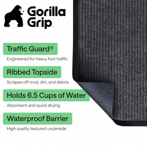 GORILLA GRIP Traffic Guard Indoor Outdoor Heavy Duty Door Mat, 47x35 Gray - Image 2