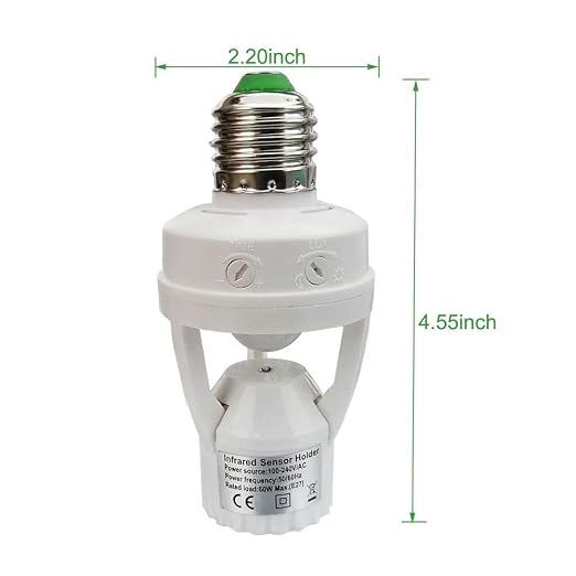 Motion Activated Light Socket, E26 Motion Security Light Bulb Socket Indoor - Image 7