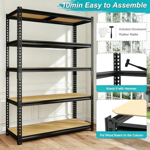 Garage Storage Shelves Heavy Duty Garage Shelving Units 60" x 28" x 12"in Metal - Image 5