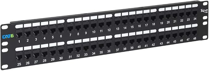ICC CAT6 Feed-Through Patch Panel, 48 Port, 2U Rackmount, RJ45 Ethernet Patch by ICC