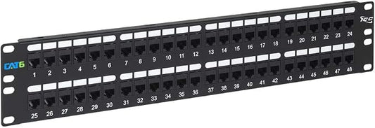 ICC CAT6 Feed-Through Patch Panel, 48 Port, 2U Rackmount, RJ45 Ethernet Patch by ICC