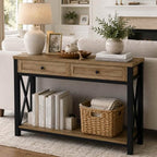 BON AUGURE Entryway Table with Storage, Sofa Table 2 Drawers, 47In Vintage - Image 6