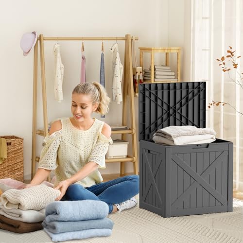 PatioZen 32 Gallon Resin Deck Box, Lockable Outdoor Storage Box - Image 2