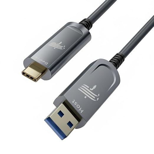 Fiber Optic USB A to USB C Cable 33ft, 10Gbps Active Optical Long-Distance by FiberOpticUSBCExperts