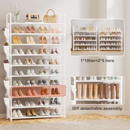 LUKYTOWER Sturdy Tall Shoe Rack 10 Tier Stackable Shoes Organizer - Image 4