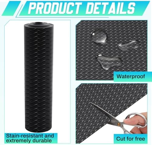 Breling 16 in x 32.8 ft Rubber Flooring Rolls Mats, Heavy Duty Diamond Plate - Image 3