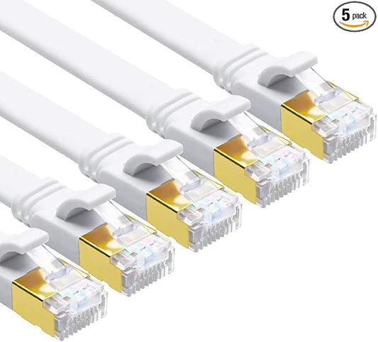 Yauhody CAT8 Ethernet Cable 3ft 5 Pack Flat CAT8 Patch Cord, Faster Than by Yauhody