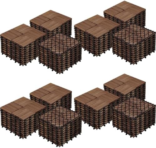 Yaheetech 108PCS Acacia Wood Deck Tiles Interlocking Patio Flooring by Yaheetech