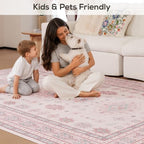6x9 Living Room Rug, Washable Non Slip Distressed Boho Vintage Carpet - Image 3