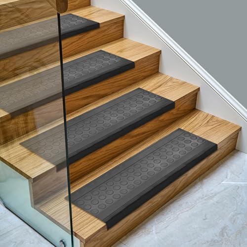 Ottomanson Outdoor Bullnose Stair Treads – Coin Heavy-Duty Non Slip Stair Mats by Ottomanson