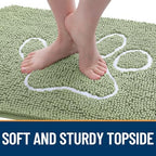 OLANLY Dog Door Mat for Muddy Paws 47x24, Paw Print Design Chenille Mud Mat - Image 4