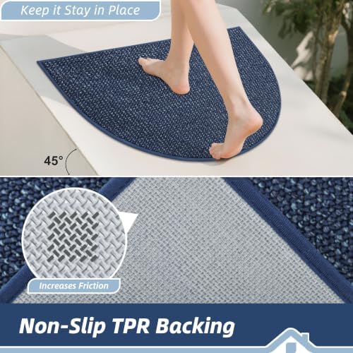 BEQHAUSE Dirt Trapper Door Mat 17" x 30" Half Circle Non Slip Rugs - Image 4