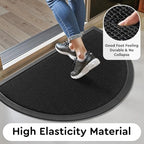 tchdio Half Circle Door Mat Outside Entrance Non Slip 17"x29" Doormat Black - Image 2