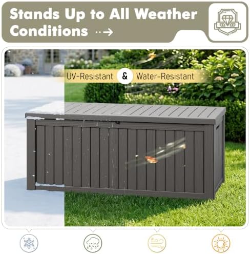 KAMABOKO Outdoor Storage Box, 230 Gallon Deck Box Outdoor Waterproof - Image 4