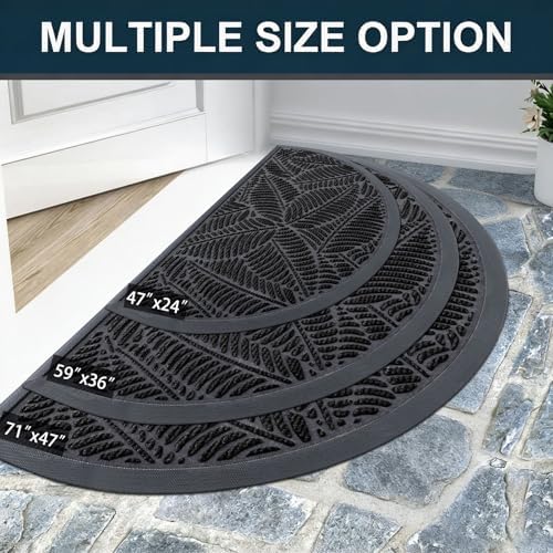 Colorxy Half Circle Waterproof Door Mat, Sturdy Rubber Doormat - Image 7
