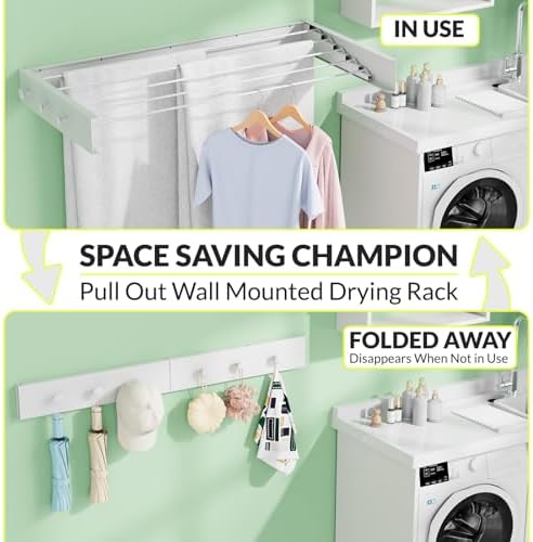 Collapsible Laundry Drying Rack Wall Mounted - Image 2