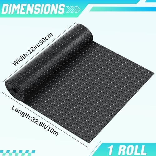Breling 12 in x 32.8 ft Rubber Diamond Plate Rolls Garage Floor Mat - Image 2
