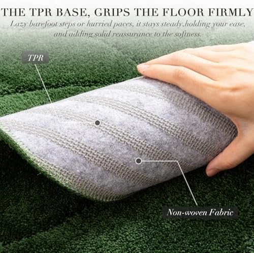 BSICPRO Bathroom Rugs, 32x20 Scalloped Bath Mats, Forest Green - Image 2