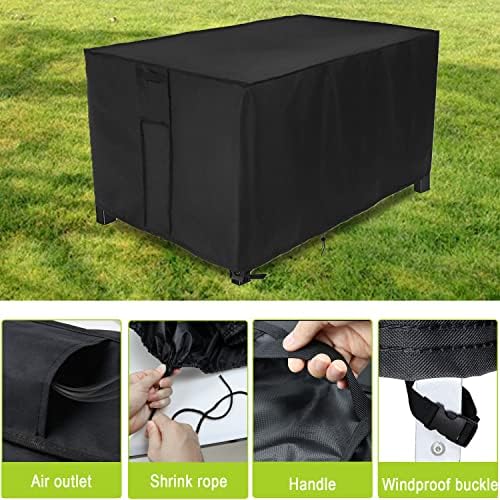 420D Waterproof Fire Pit Cover Rectangular 42"L x 24"W x 24"H Black - Image 2