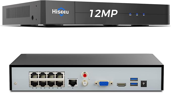 Hiseeu 12MP PoE NVR Network Video Recorder, Work by Hiseeu