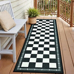 Jute Checkered Runner Rug, 2x6 Outdoor Runner Rugs, Washable Hallway Runner by VasofeSoftFluffyRugs
