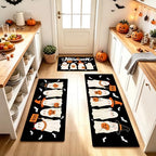 Halloween Kitchen Rugs Set of 3, Witch Hat Ghost Kitchen Mat, Spooky Rugs by Elevateyourspacewithstorageoptions