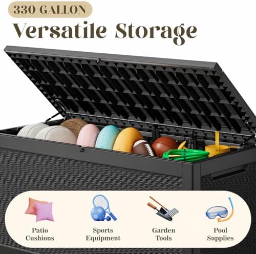 KAMABOKO Outdoor Storage Box, 330 Gallon Deck Box Outdoor Waterproof - Image 3