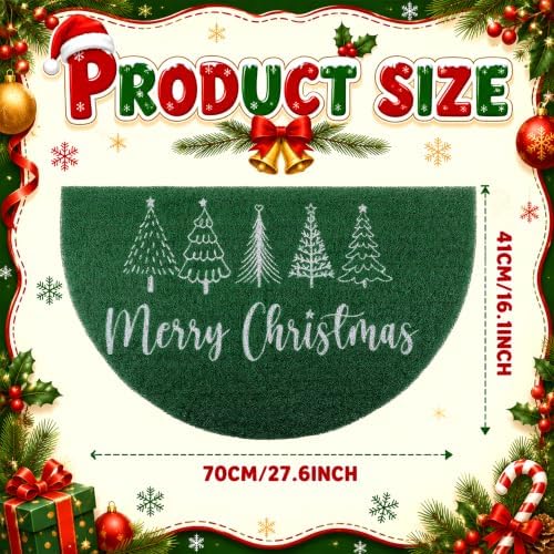 Tinideya Merry Christmas Door Mat Half Moon Front Entry Rug - Image 2