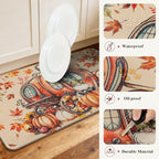 Ileading Fall Kitchen Mats Anti Fatigue, Pumpkin Kitchen Rugs Sets of 2 - Image 3