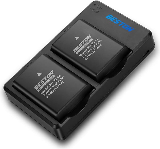 BESTON 2-Pack EN-EL14 / EN-EL14a Battery Packs and Rapid USB Charger Compatible - Image 8