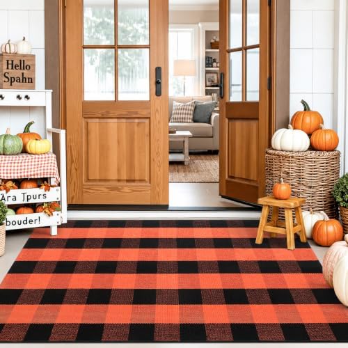 OLANLY Fall Door Mat, Buffalo Plaid Rug - Image 4