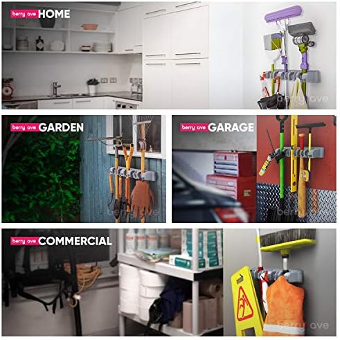 Berry Ave Broom Holder Wall Mount and Garden Tool Organizer, Closet Storage - Image 2