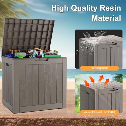 KAMABOKO Outdoor Storage Box, 32 Gallon Deck Box Outdoor Waterproof Small - Image 4