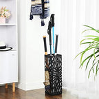 SONGMICS Umbrella Stand, Steel Square, Detachable Drip Tray, 4 Hooks - Image 3