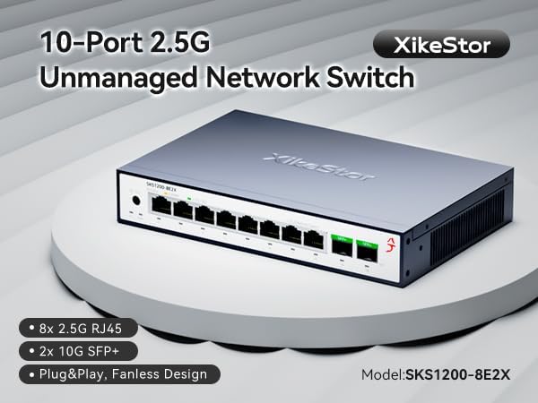 10 Port 2.5G Unmanaged Ethernet Switch, 2x10G SFP+, 8×2.5 RJ45 Gigabit Network - Image 8