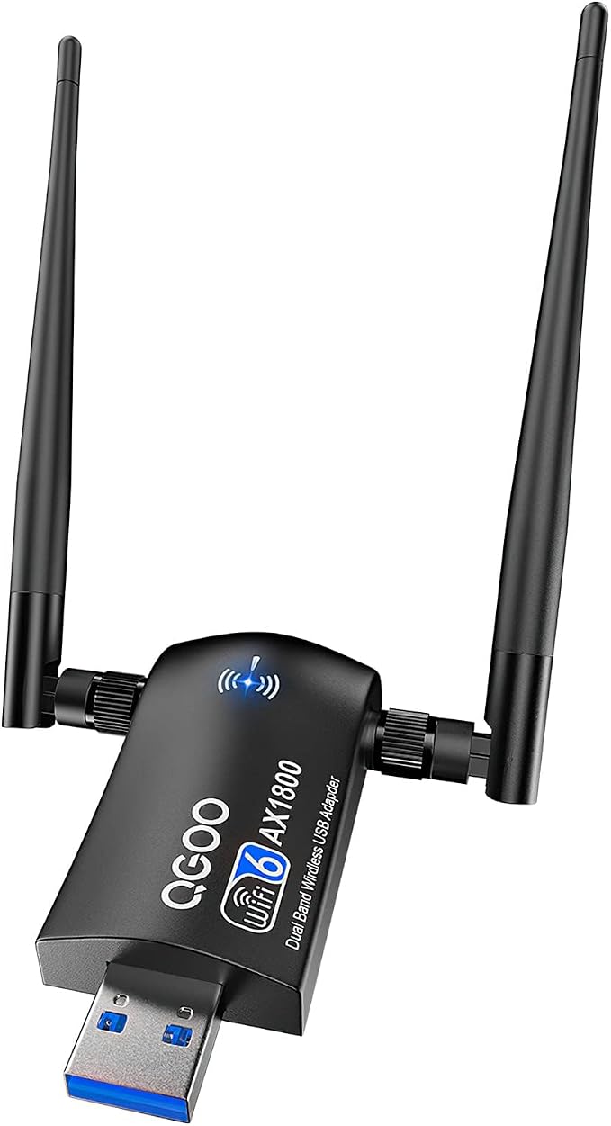 WiFi Adapter for Desktop PC：USB 3.0 AX1800 WiFi 6 Dongle 5Ghz/2.4Ghz Dual Band by QGOO
