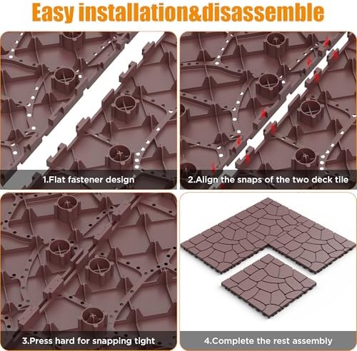 Patio Deck Tiles, Interlocking Deck Tiles, Stone Texture PP Outdoor Floor Tiles - Image 5