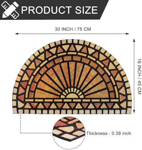 CHICHIC Front Door Mat 18"x30" Outdoors Heavy Duty Rubber Mat, Semicircle - Image 3