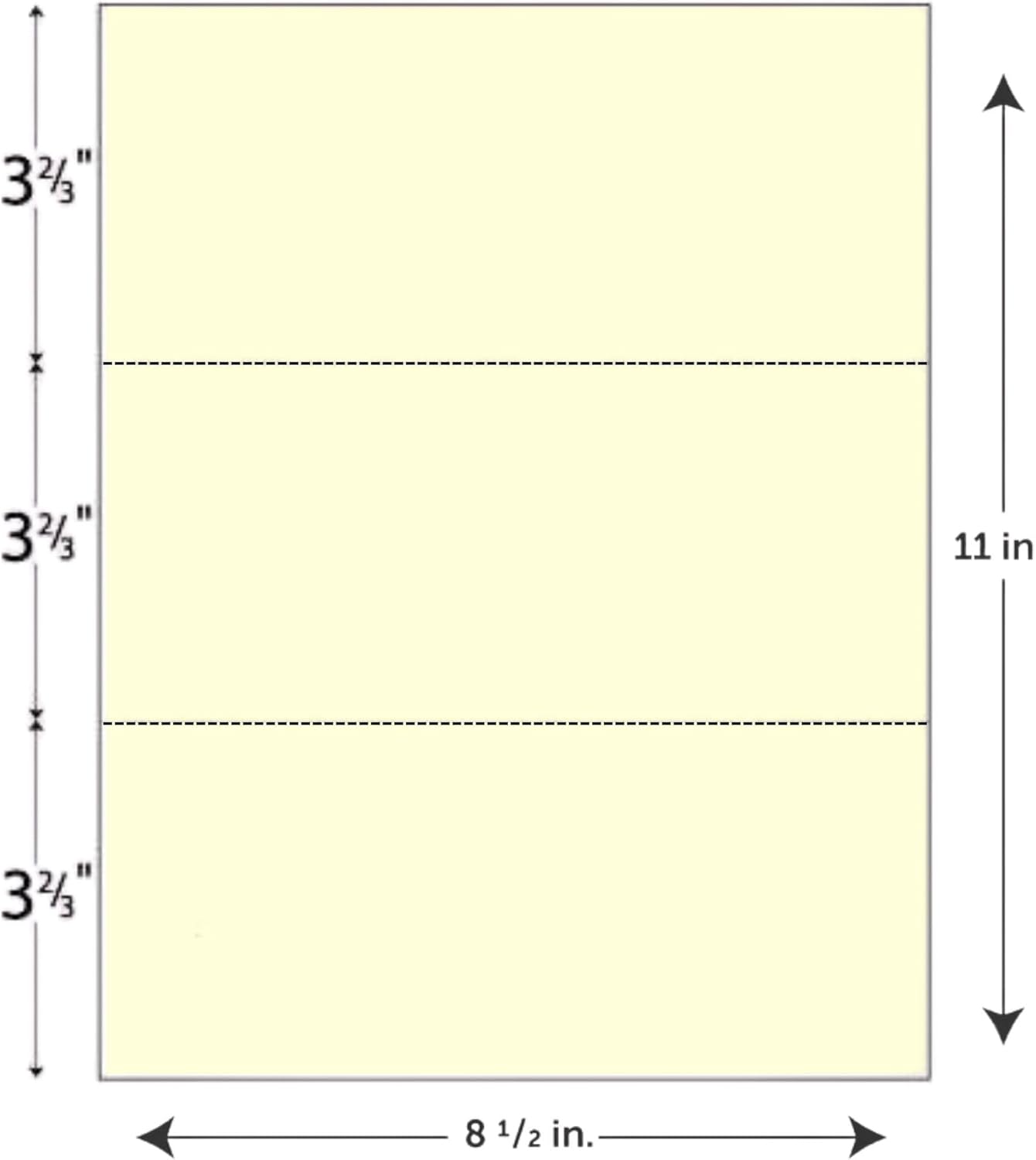 Limited Papers (TM) 8.5x11 Perforated Paper, 20/50 Pound, 75 GSM, Variety of Perforation Sizes and Colors, for Forms, Tickets, Postcards. (Cherry, 3 up - horizontal 3 2/3" and 7 1/3" from bottom)