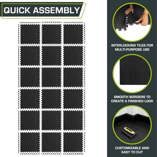 ProsourceFit Exercise Puzzle Mat 1/2-inch, EVA Interlocking Foam Floor Tiles - Image 5