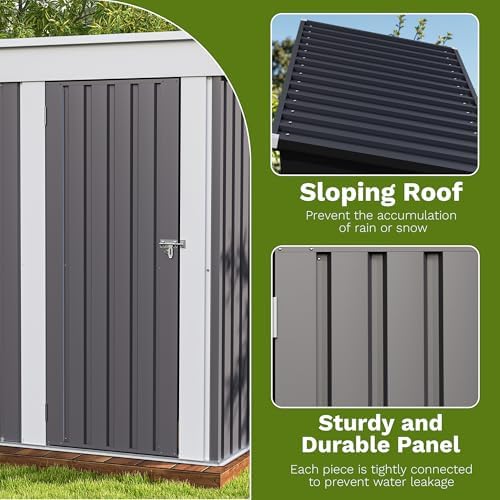 Patiowell 5x3 FT Outdoor Storage Shed, Garden Tool Shed - Image 4