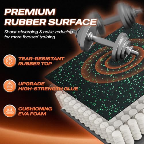 SUPERJARE 0.56'' Thick 48 Sq Ft Rubber Top Gym Flooring - Image 5