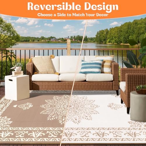 Yamaziot 5x8Ft Outdoor Rug Waterproof Plastic Straw Patio Rug - Image 2